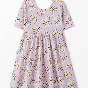 Hanna Andersson Lavender Dress with Orange, Green & Black Butterfly Print